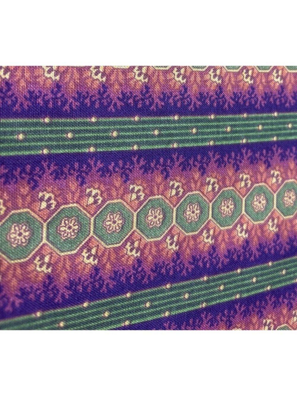 Vintage Jo Mortin Cotton Fabric Fat Quarter 18x22" Purple & Green Geometric